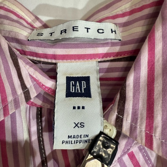 GAP Stretch Blouse Stripes Button Long Sleeve Size XS - Picture 6 of 7